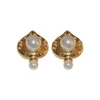 Stud Earrings Sweet Rhinestone Pearl Love Heart For Women Fashion Temperament Jewelry