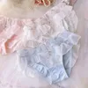 Women's Panties Women Milk Silk Smooth Soft Flower Embroidery Luxury Advanced Ruffles Underwear Princess Style Cute Lovely Sweety Breifs