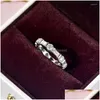 Anneaux de mariage Mode Promesse contractée pour femmes Luxe Incrustation Ronde / REC Cubique Zircone Eternité Bijoux En Gros Drop Livraison Rin Dhqwh