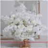 Couronnes de fleurs décoratives blanches, roses de fleurs de cerisier artificielles suspendues, rangée de fleurs d'angle, toile de fond de mariage, décor d'arche de Table Dh6U7