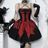 Abiti casual Goth Croce Rossa Fasciatura Senza maniche Party Sexy Vintage Lace-up Backless Mini Abito Lolita Y2K Elegante Donna Corto