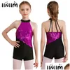 Stage Wear Enfants Filles Ballet Danse Justaucorps Glittery Paillettes Sans Manches Rythmique Gymnastique Figure Patinage Combinaisons Performance Drop D Ote5X