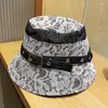 Berets 2024 Lace Cowboy Bucket Hat Spring Summer Wide Eaves Belt Buckle Denim Fisherman Hats For Women Shopping Trip Outing Visor Cap