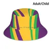 Boinas Panisregis Aurum Sombrero de cubo Gorra para el sol Postre Rey Pastel Mardi Gras Carnaval Color atrevido Comida minimalista Oro Neoretro Textil