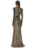 Casual Dresses Sexy V Neck Bird Lattice Sequins Maxi Dress Women Black Gold Sequin Long Sleeves Bocycon Runway Evening Party Gown