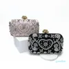 Femmes sacs de soirée en métal fleur luxe diamants pochette couleur noire chaîne sacs à bandoulière