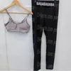 Lettres Femmes Survêtement Recadrée Sans Manches Yoga Tenue D'été Sec Rapide Sport Gym Débardeurs Leggings Designer Sportswear Courir Fitness Wear