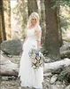 Western Country Wedding Dresses Lace Chiffon Modest V Neck Half Sleeves Long Bohemian Bridal Bowns Plus Size Robe de Mariee En Dentelle