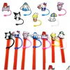 Accesorios de dibujos animados 44 colores Gatos Kuromi Melody Sile St Toppers Er Charms Reutilizable A prueba de salpicaduras Beber Polvo Tapón Decorativo 8 mm P Dhbi2