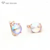 Dangle Earrings SZ Design Fashion Fashion Big Round Crystal for Women Girl Wedding Party Jewelry 585 Rose Gold Color Birthday Gifts