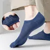 Men's Socks Open Toe Summer Thin Short Cotton Sweat-absorbing Man Five Finger Breathable Invisible Low Cut Boat Ankle Sock