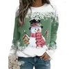 Chemisiers pour femmes t-shirt toucher peau haut de noël manches longues automne noël motif flocon de neige atmosphère Festive