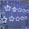 LED-strängar LED-Fairy Light Vibrant Christmas Curtain Batteridriven Xmas Party Decoration med icke-Glaring Drop Delivery Li DHQ4L