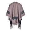 Szaliki Kobiety Plaid Chalt Otwórz Otwarte Przednie Poncho Cape Women Sheer Shawls Bink i tęsknię za kobietami