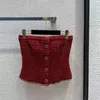 Kadın Tankları Sonbahar Moda Yün Karışımları Kırmızı Ekose Tweed Camis Tank Kadın Çöp Boyun Tek Kesin Nakarlar Vintage Camisole Üstü