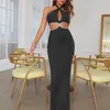 Casual Dresses Women's Sexy Waist Hollow Style 2024 Summer Fashion Hanging Neck Open Back Cut Out Split Splice Slim Long