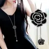 Anhänger Halsketten Koreanische Mond Blume Schmetterling Halskette Für Frauen Pullover Kette Kristall Runde Perle Stern Modeschmuck