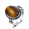 Cluster Rings 925 Sterling Silver Large Stone 11x17MM Natural Labradorite Tiger Eye Ring For Women Fine Jewelry Party Wedding Anniversary