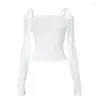 Kvinnors T -skjortor Pixiekiki 2000 -talets toppar Y2K Autumn Eesthetic White Shirt Women bow slipsar av axel långärmad skörd topp kawii kläder