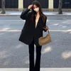 Women's Suits Black Jacket Dress Over Long Solid Coats For Women Warm Velvet Loose Blazer Woman Spring Outerwears Sale Winter 2024 Clothes