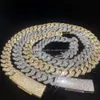 Hip Hop Ins Necklace 925 Silver 15mm Long Button Diamond Cuban Chain Full Set Mosonite Jewelry Wholesale