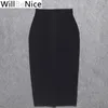 Skirts WillBeNice Long Midi Black Bandage Pencil Women Split Red High Waist Office Lady Knitted Elastic Slim Thick XXL