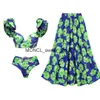 Dames Badmode 2024 Blauw Groen Roos Badpak en Rok Ruche Contrasterende Print Monokini Body Badpak Riem StrandkledingH2422088