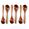 Set di stoviglie 6 pezzi Cucchiai di legno per miele 6,7 pollici Piccolo perfetto Zuppa Mangiare Scooping Barattoli Contenitori Mini Table Scoop