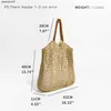MABULA Kralen andle Straw Mes Beac Tote Bag ollow Out Fising Net Square Soulder Purse Large Brand Summer Sopper DaypackH24220