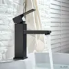 Bathroom Sink Faucets Black Paint Process Stainless Steel Sink Counter Waterfall Bathroom Tap Basin Mixer Tap Chrome Square Mono Faucet Deck Mounted