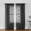 Curtain Lace Curtain Airy Sunscreen Thin Dustproof Washable Decorative Tear Resistant Floral Patterned Black Lace Sheer Curtain For Home