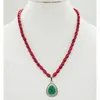 Pendant Necklaces Sweet Valentine's Day Gift Classical Red Coral Necklace & Semi-precious Stones 18"