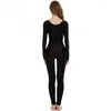 Palco desgaste mulheres manga longa dança unitard para ginástica adultos spandex colher pescoço bodysuit corpo inteiro ballet macacões