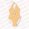 Traje de baño Sexy hueco de una pieza, Bikini con espalda descubierta y letras completas, traje de baño acolchado con cuello Halter para playa al aire libre