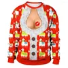 Sweats à capuche pour hommes Pulls de Noël laids pour hommes Femmes Funny Elk Renne Graphic Sweatshirts 3D Imprimé Santa Claus Cosplay Cadeaux de Noël