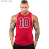 Herr t-shirts Nya ankomster Mens Sports Stringer Singlets ärmlös skjorta Fitness Bodybuilding Tank Topps Gymträningskläder för män Tankop Q240220