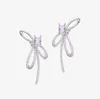 HEFANG marque de luxe bowknot designer boucles d'oreilles stud pour les femmes brillant cristal diamant noeud papillon fleur douce CZ zircon argent boucle d'oreille boucles d'oreilles boucles d'oreilles bijoux