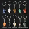 Keychains Reiki Healing Natural Semi Precious Stones Angel Shaped Pendant Energy Keychain Exquisite Jewelry Backpack Accessories Gift