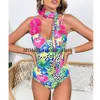 Women's Swimwear 2023 Women 2PC Cover-up Swimsuit Ruffle Solid Printed Deep V One-piece Monokini Kimono Bikini Suit Summer BeachwearH2422088