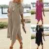 Dresses New 2023 Fashion Elegant Dress Minimalism Summer Loose Cotton and Linen Comfortable Commuting Pretty Dresses for Women