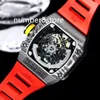 RM67-02 Carbon TPT Automatic Mens Watch Luxury Ultrathin Wristwatch Sapphire Crystal Tonneau Designer Watches Waterproof