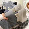 Bandanas macio e fofo lenço de cor sólida para o inverno feminino grosso imitação cashmere xale versão coreana quente versátil