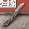 New A0220 High End Folding Knife AUS10 Satin Drop Point Blade CNC TC4 Titanium Alloy Handle Ball Bearing EDC Pocket Knives