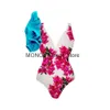 Maillots de bain pour femmes 2023 Maillot de bain une pièce à volants avec jupe de plage Col en V Maillot de bain Porter un body à jambe haute Monokini FemmeH2422088