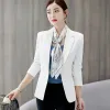 Blazers New Spring Autumn Slim Fit Women Formal Blazers Office Work Suit Open Front hackade damer Solid Black Coat Fashion Coats Tops