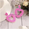 Dangle Chandelier Boucles d'oreilles Design original Tissé à la main Perlé Amour Ins Riz Boucle d'oreille en forme de coeur Pêche Coeur Fête des Mères Goujons Drop Dhp8P