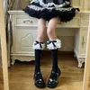 Dames sokken jk lolita kousen y2k meisjes ruche lange Japanse stijl kawaii bowknot schattige lacework knie