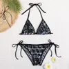 Bikini two-piece black and white halter top briefs sexy goddess beach beach holiday line Low waist swimming sports new design styles lady classical bathing suit