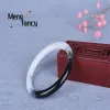 Bangles Natural Hetian Jade Bracelet Black White Flowers Charm Fashion Retro Fine Jewelry Elegant Girl Couple Luxury Bangle Holiday Gift