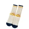 Women Socks For Kapital Smile Winter Korean Japanese Ins Style Tide Street Couple Wool Thick Line Knitted Cute Harajuku Meias